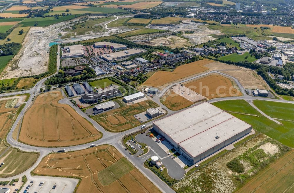 Aerial image Beckum - Warehouses and forwarding building of B Logistik GmbH in Beckum in the state North Rhine-Westphalia, Germany