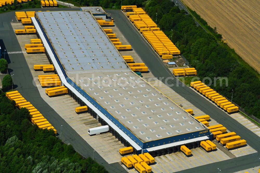 Bad Salzuflen from above - Warehouses and forwarding building Logistikzentrum Ostwestfalen-Lippe on street Thomas-Dachser-Strasse in the district Altenhagen in Bad Salzuflen in the state North Rhine-Westphalia, Germany