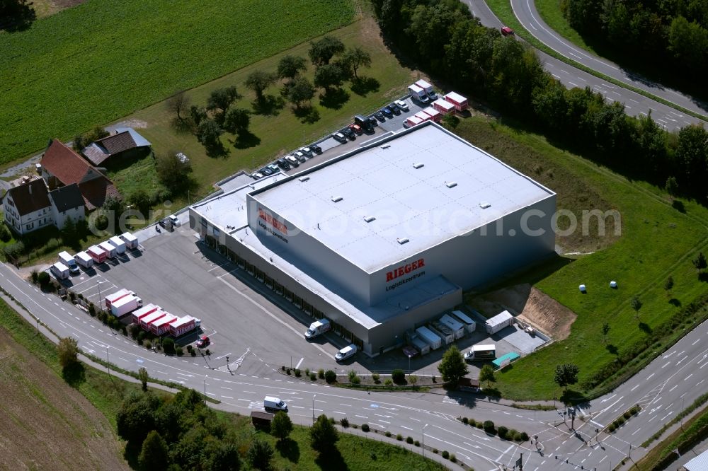 Aerial image Abstatt - Warehouses and forwarding building of Moebel Rieger GmbH & Co. KG at the Abstatter Strasse in Abstatt in the state Baden-Wurttemberg, Germany