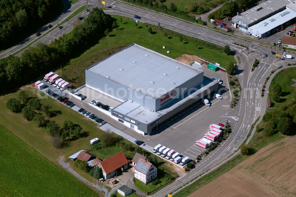 Aerial photograph Abstatt - Warehouses and forwarding building of Moebel Rieger GmbH & Co. KG at the Abstatter Strasse in Abstatt in the state Baden-Wurttemberg, Germany