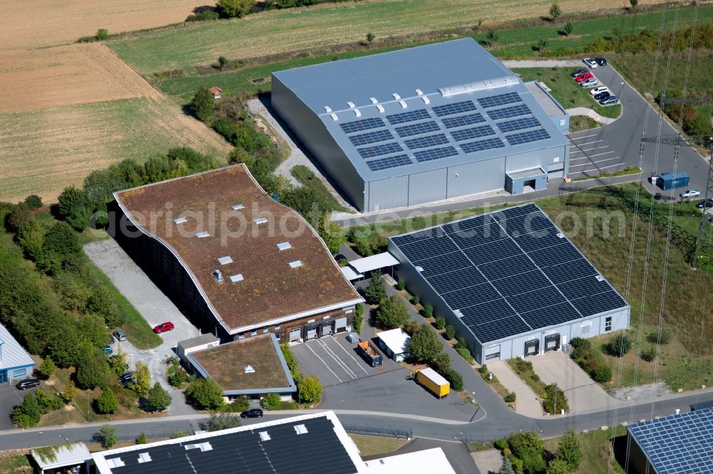 Aerial photograph Grünsfeld - Warehouses and forwarding building of NATURATA Logistik eG at Waltersberg in Gruensfeld in the state Baden-Wurttemberg, Germany