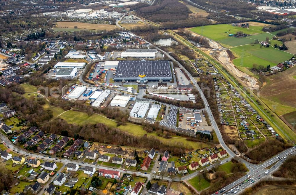 Aerial photograph Bottrop - Warehouses and forwarding building of Netto Marken-Discount AG & Co. KG in Bottrop in the state North Rhine-Westphalia, Germany