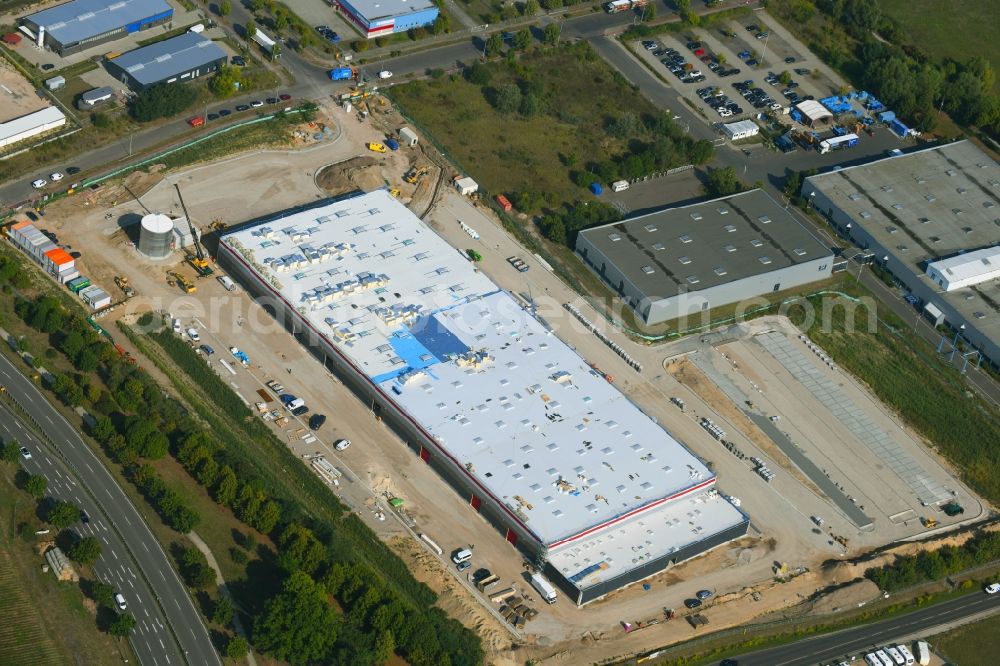 Aerial photograph Hoppegarten - Construction site for a warehouse and forwarding building Digitalstrasse- Neuer Hoenower Weg on federal street B1 in the district Dahlwitz-Hoppegarten in Hoppegarten in the state Brandenburg, Germany