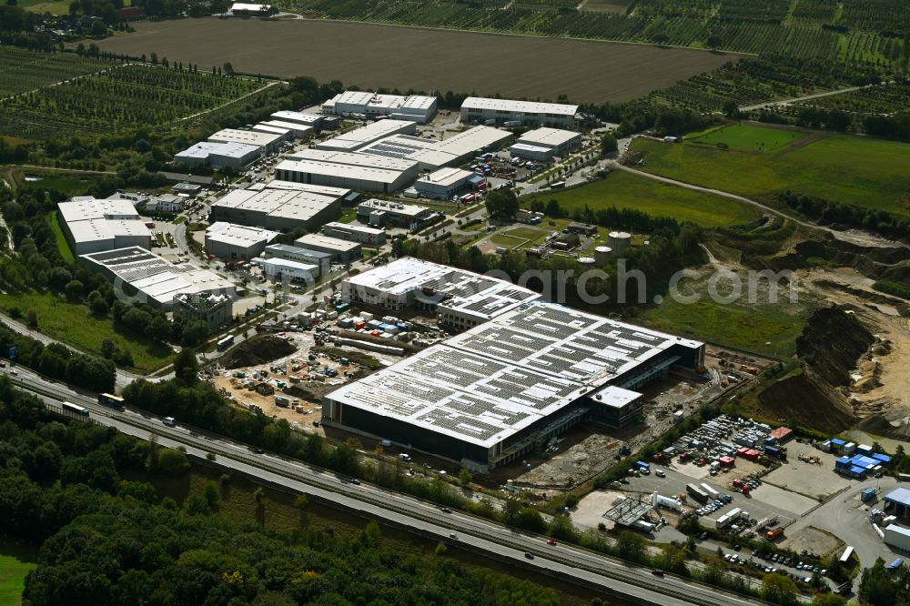 Seevetal from the bird's eye view: Construction site for a warehouse and forwarding building of Goodman Germany GmbH on street Postweg in the district Beckedorf in Seevetal in the state Lower Saxony, Germany