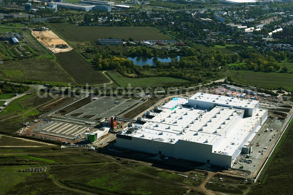 Aerial photograph Magdeburg - Construction site for a warehouse and forwarding building on Grabower Strasse in the district Gewerbegebiet Nord in Magdeburg in the state Saxony-Anhalt, Germany