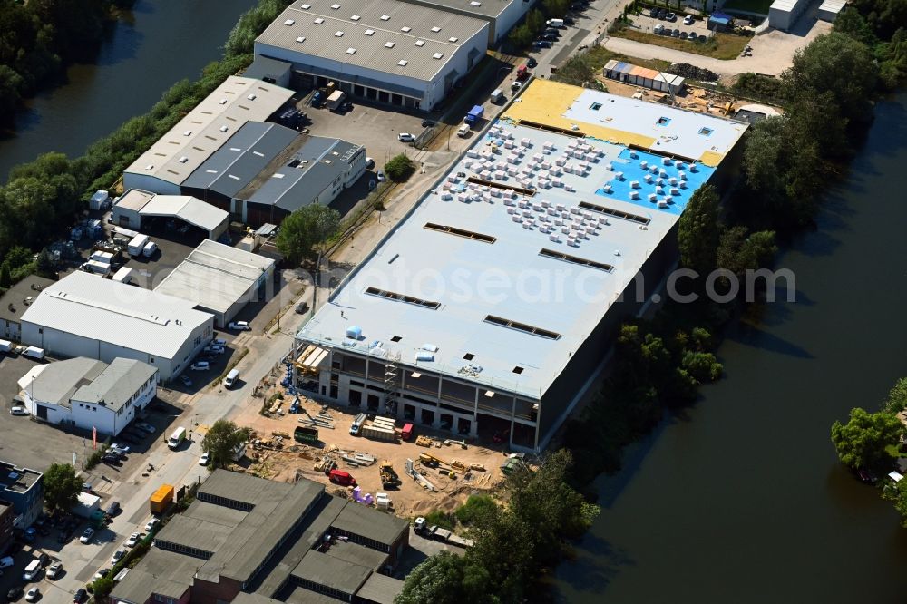 Hamburg from above - Construction site for a warehouse and forwarding building on Muehlenhagen in the district Rothenburgsort in Hamburg, Germany