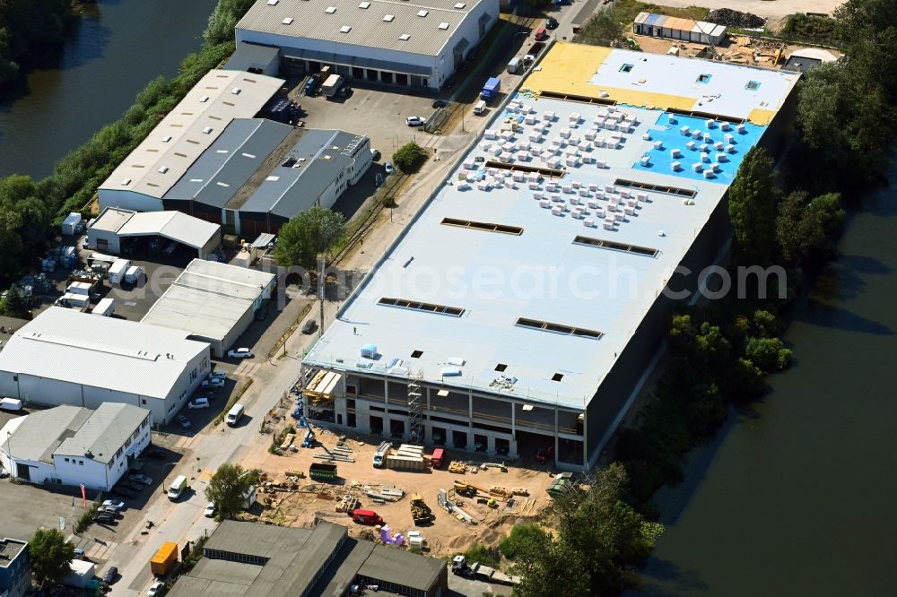 Hamburg from the bird's eye view: Construction site for a warehouse and forwarding building on Muehlenhagen in the district Rothenburgsort in Hamburg, Germany