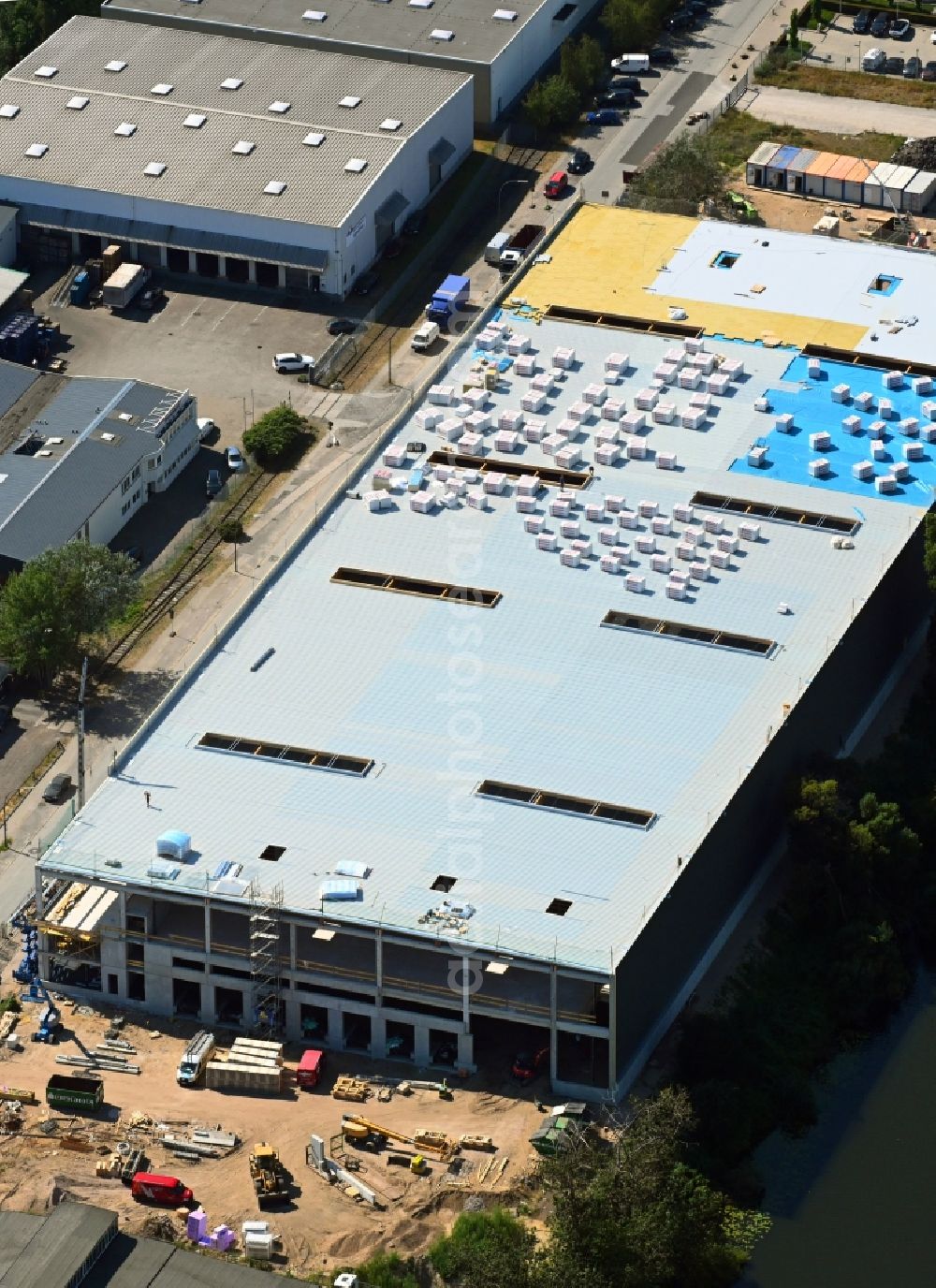 Aerial image Hamburg - Construction site for a warehouse and forwarding building on Muehlenhagen in the district Rothenburgsort in Hamburg, Germany