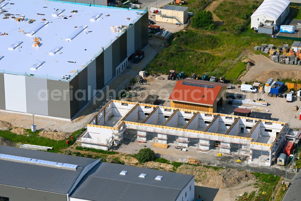 Vehlefanz from above - Construction site for a warehouse and forwarding building in Vehlefanz in the state Brandenburg, Germany