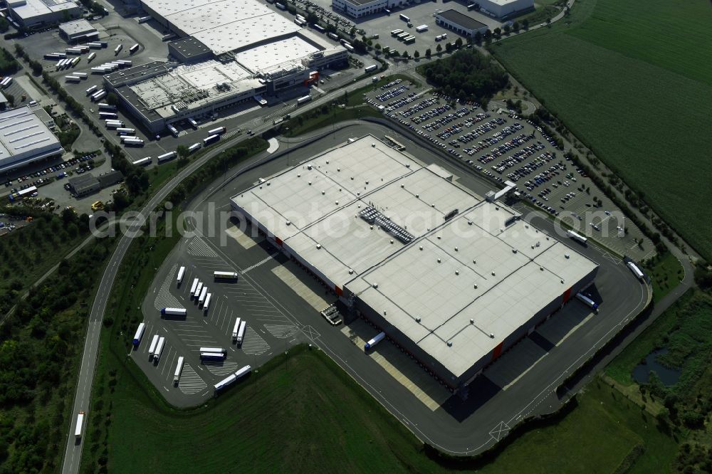 Meineweh from above - Warehouses and forwarding building for fruits ond vegetables in the district Schleinitz in Meineweh in the state Saxony-Anhalt, Germany