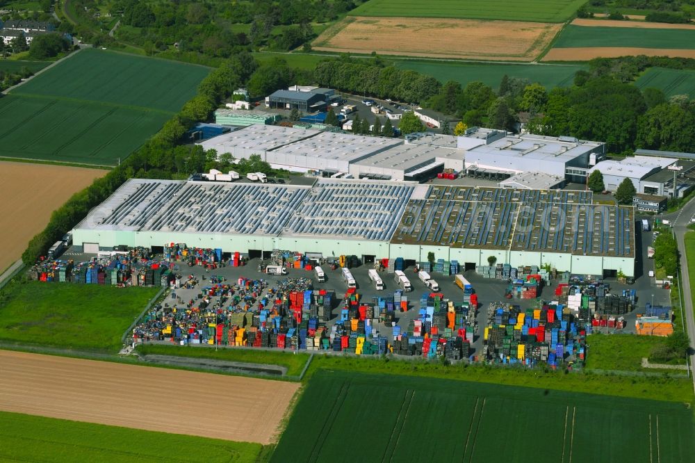 Rosbach vor der Höhe from above - Warehouses and forwarding building of Phoenix GmbH on Bornweg in Rosbach vor der Hoehe in the state Hesse, Germany