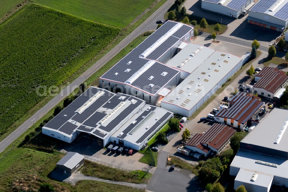 Boxberg from the bird's eye view: Warehouses and forwarding building of Ruedinger Spedition GmbH in the Robert-Bosch-Strasse in Boxberg in the state Baden-Wurttemberg, Germany