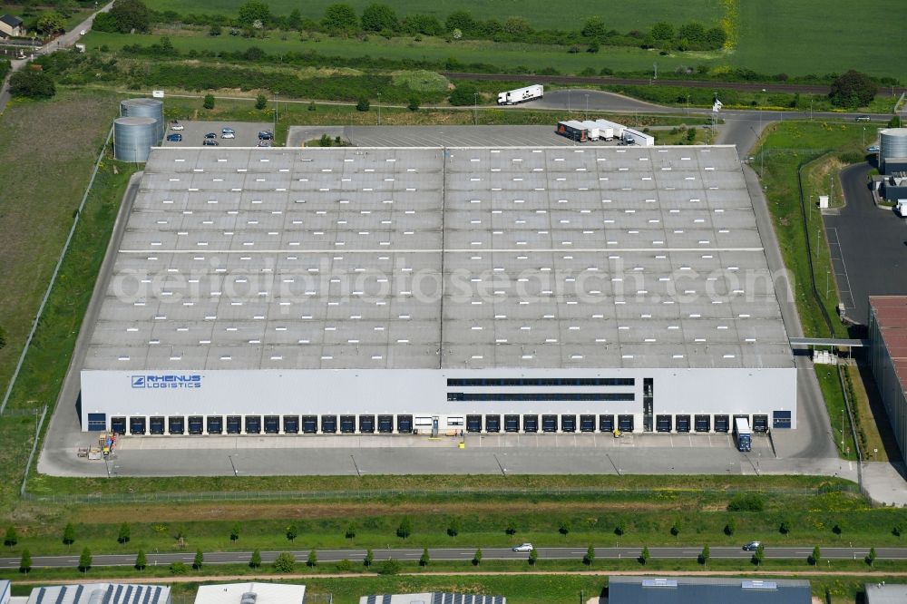 Aerial photograph Bingen am Rhein - Warehouses and forwarding building of Rhenus AG & Co.KG on Albert-Schweitzer-Strasse in Bingen am Rhein in the state Rhineland-Palatinate, Germany