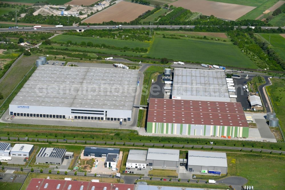 Aerial image Bingen am Rhein - Warehouses and forwarding building of Rhenus AG & Co.KG on Albert-Schweitzer-Strasse in Bingen am Rhein in the state Rhineland-Palatinate, Germany