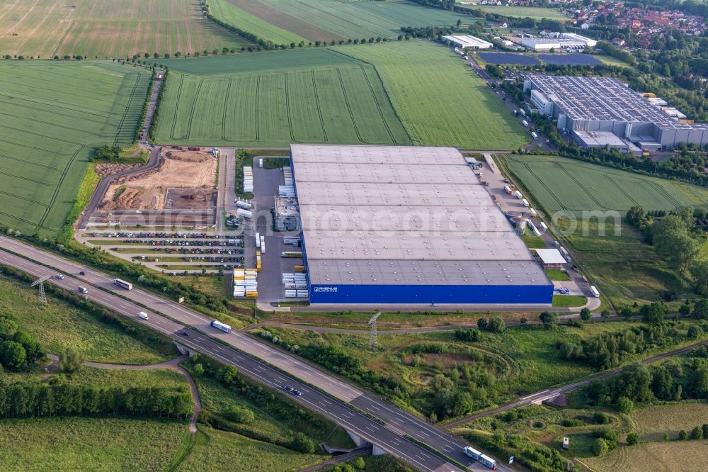 Aerial photograph Hörselgau - Warehouses and forwarding building of Rhenus SE & Co. KG in Hoerselgau in the state Thuringia, Germany