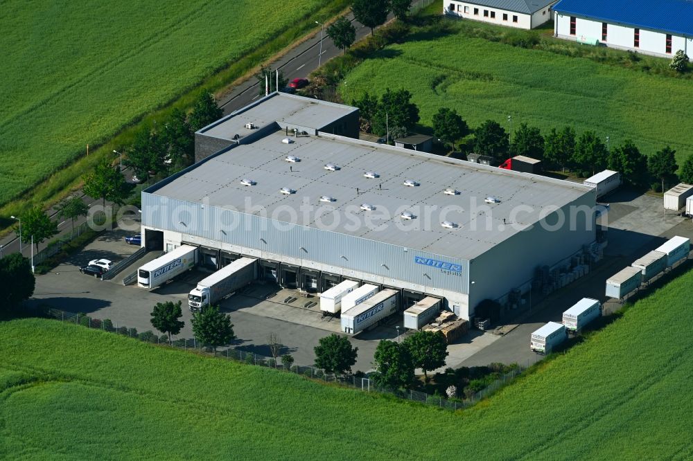 Magdeburg from the bird's eye view: Warehouses and forwarding building Ritter Logistik GmbH in the district Gewerbegebiet Nord in Magdeburg in the state Saxony-Anhalt, Germany