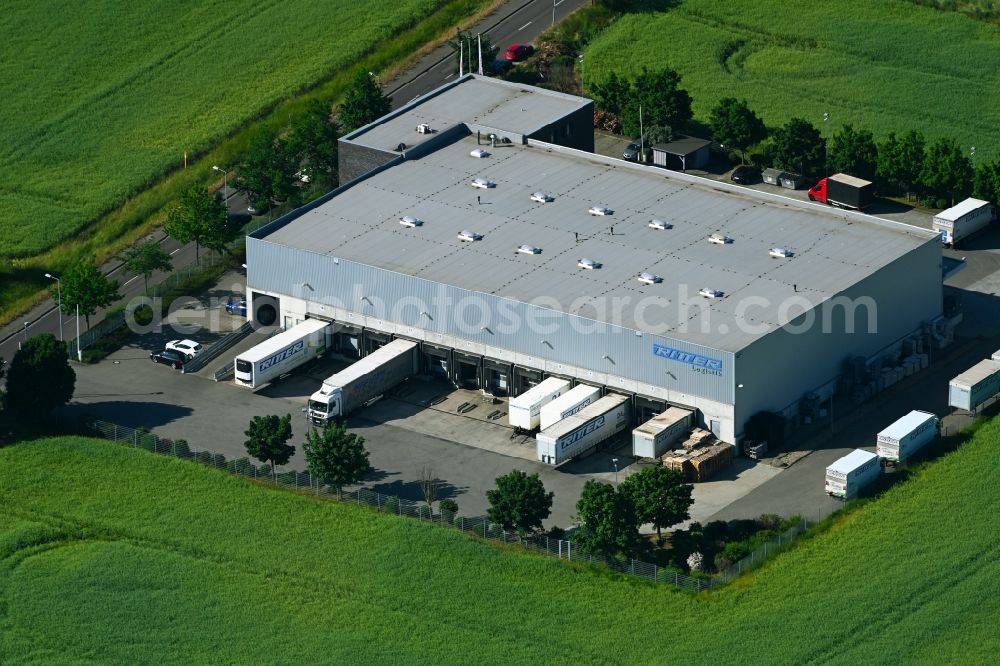 Aerial image Magdeburg - Warehouses and forwarding building Ritter Logistik GmbH in the district Gewerbegebiet Nord in Magdeburg in the state Saxony-Anhalt, Germany