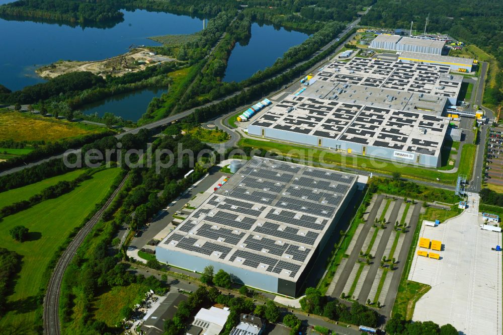 Aerial photograph Rheinberg - Warehouses and forwarding building of Rudolph Logistik Gruppe on street Alte Landstrasse in the district Winterswick in Rheinberg in the state North Rhine-Westphalia, Germany