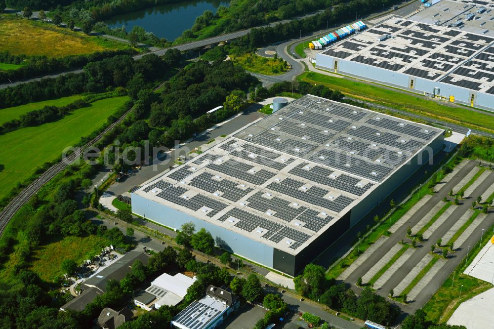 Rheinberg from above - Warehouses and forwarding building of Rudolph Logistik Gruppe on street Alte Landstrasse in the district Winterswick in Rheinberg in the state North Rhine-Westphalia, Germany