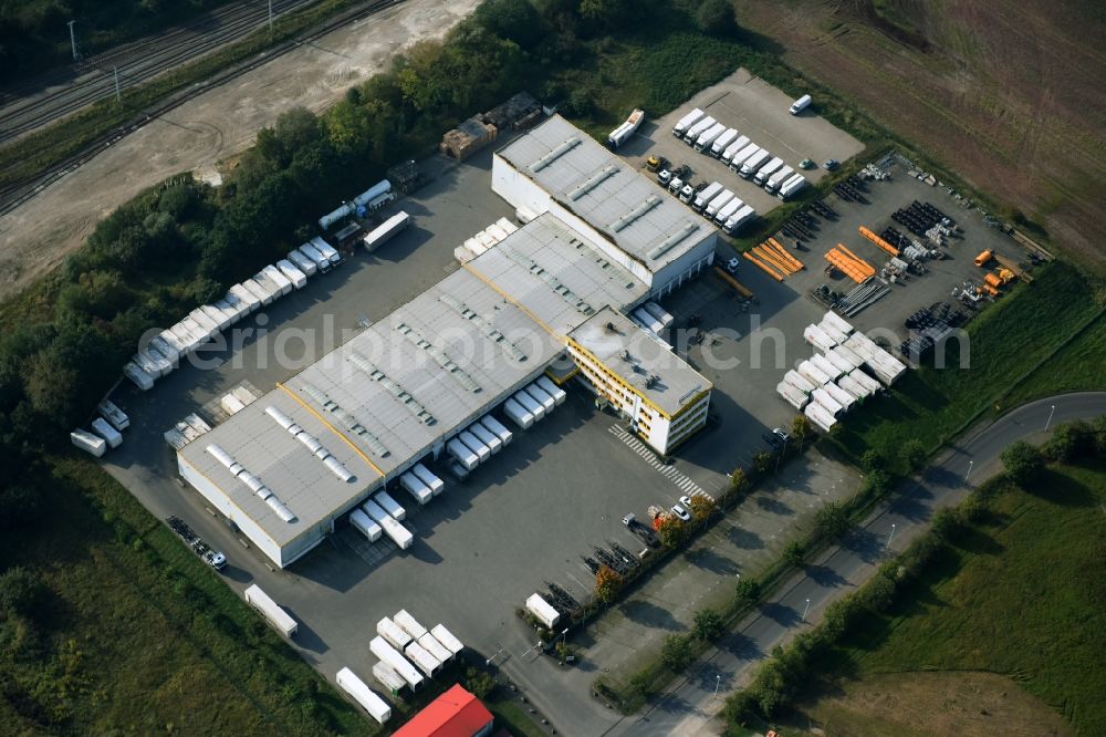 Aerial image Lalendorf - Warehouses and forwarding building of DB Schenker Zu den Wiesen in Lalendorf in the state Mecklenburg - Western Pomerania, Germany