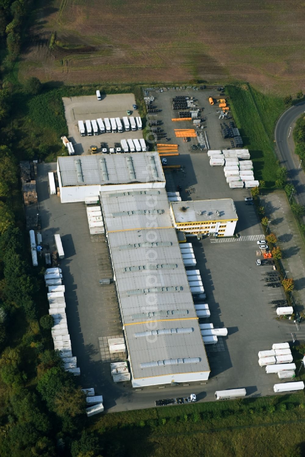 Lalendorf from above - Warehouses and forwarding building of DB Schenker Zu den Wiesen in Lalendorf in the state Mecklenburg - Western Pomerania, Germany