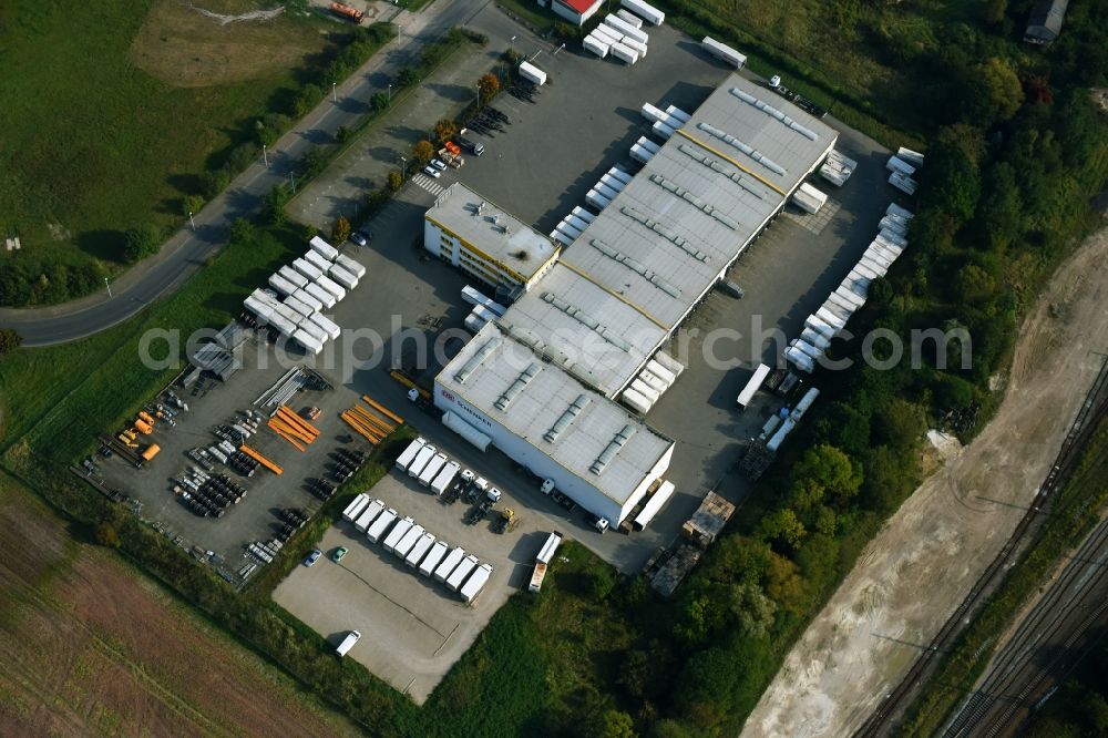 Aerial image Lalendorf - Warehouses and forwarding building of DB Schenker Zu den Wiesen in Lalendorf in the state Mecklenburg - Western Pomerania, Germany