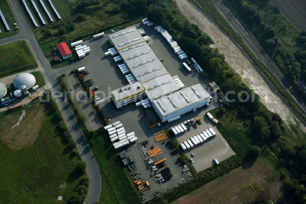 Lalendorf from above - Warehouses and forwarding building of DB Schenker Zu den Wiesen in Lalendorf in the state Mecklenburg - Western Pomerania, Germany