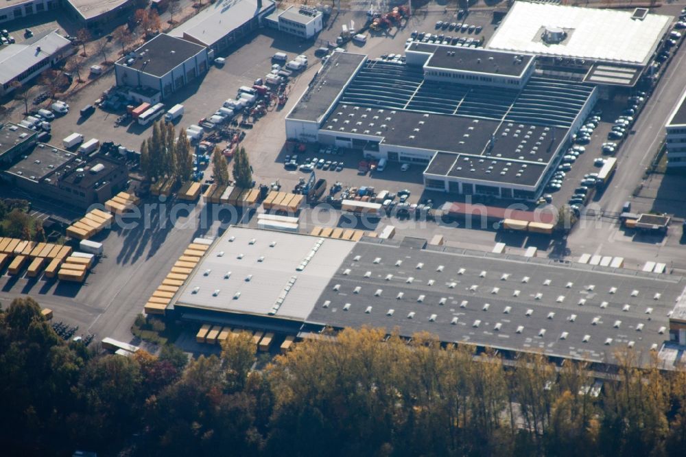 Aerial image Karlsruhe - Warehouses and forwarding building SWS-Speditions-GmbH, Otto-street in the district Durlach in Karlsruhe in the state Baden-Wuerttemberg