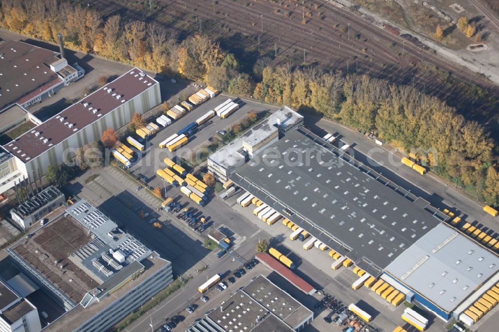 Aerial image Karlsruhe - Warehouses and forwarding building SWS-Speditions-GmbH, Otto-street in the district Durlach in Karlsruhe in the state Baden-Wuerttemberg