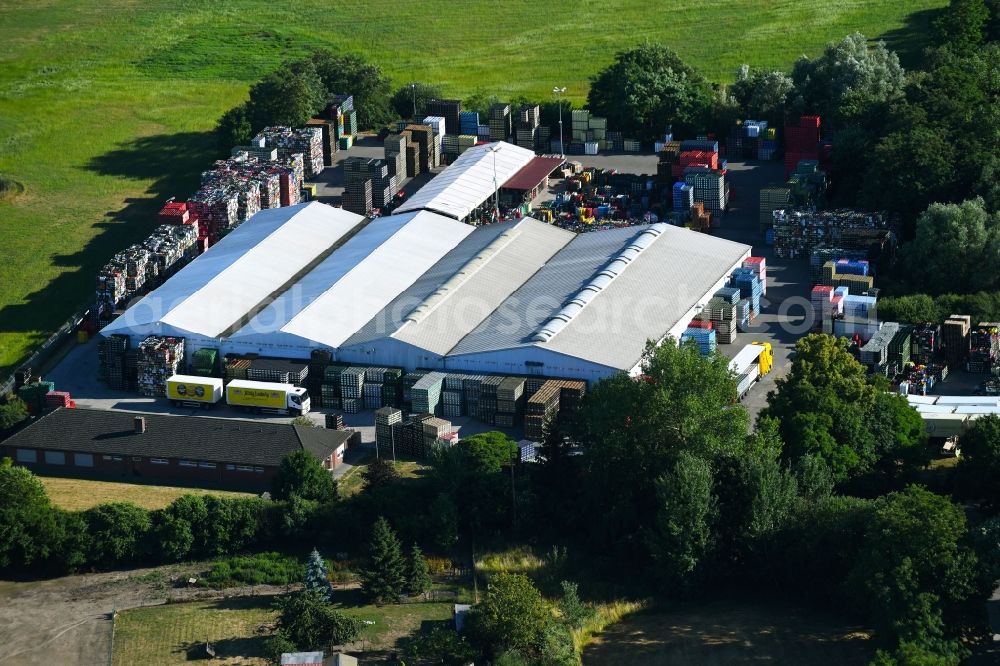 Wolfshagen from the bird's eye view: Warehouses and forwarding building of Trinks GmbH in Wolfshagen in the state Brandenburg, Germany