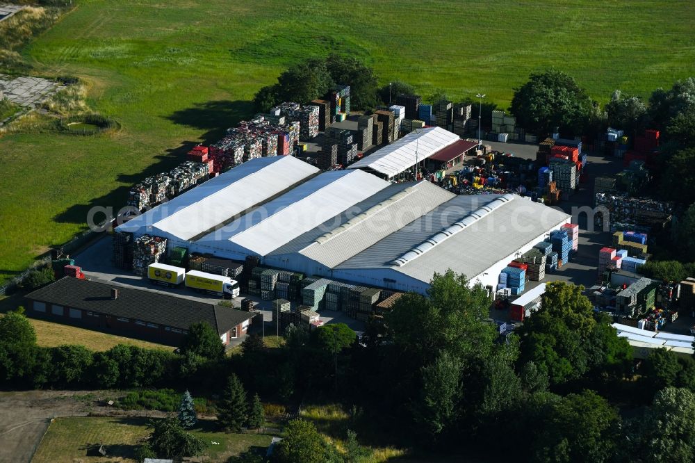 Aerial image Wolfshagen - Warehouses and forwarding building of Trinks GmbH in Wolfshagen in the state Brandenburg, Germany