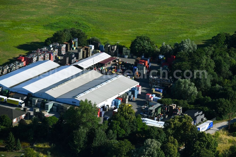 Aerial photograph Wolfshagen - Warehouses and forwarding building of Trinks GmbH in Wolfshagen in the state Brandenburg, Germany