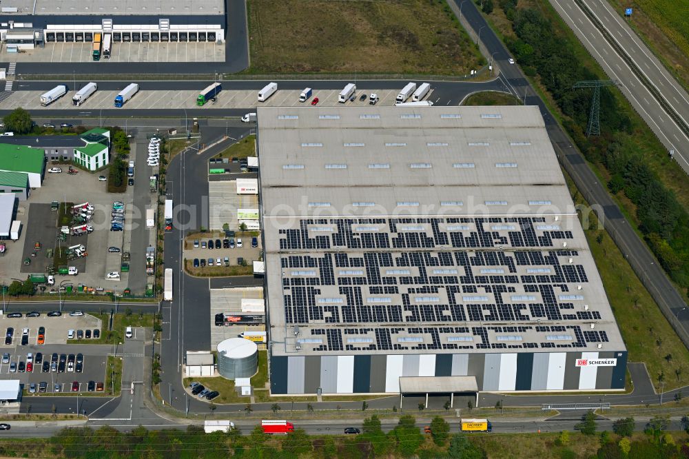 Radeburg from above - Warehouses and forwarding building VGP Park Dresden on street Gottfried-Schenker-Strasse in Radeburg in the state Saxony, Germany