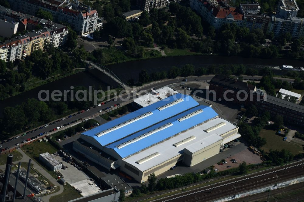 Berlin from the bird's eye view: Warehouses ThyssenKrupp Schulte Berlin branch at Friedrich Krause shore in Berlin, Germany