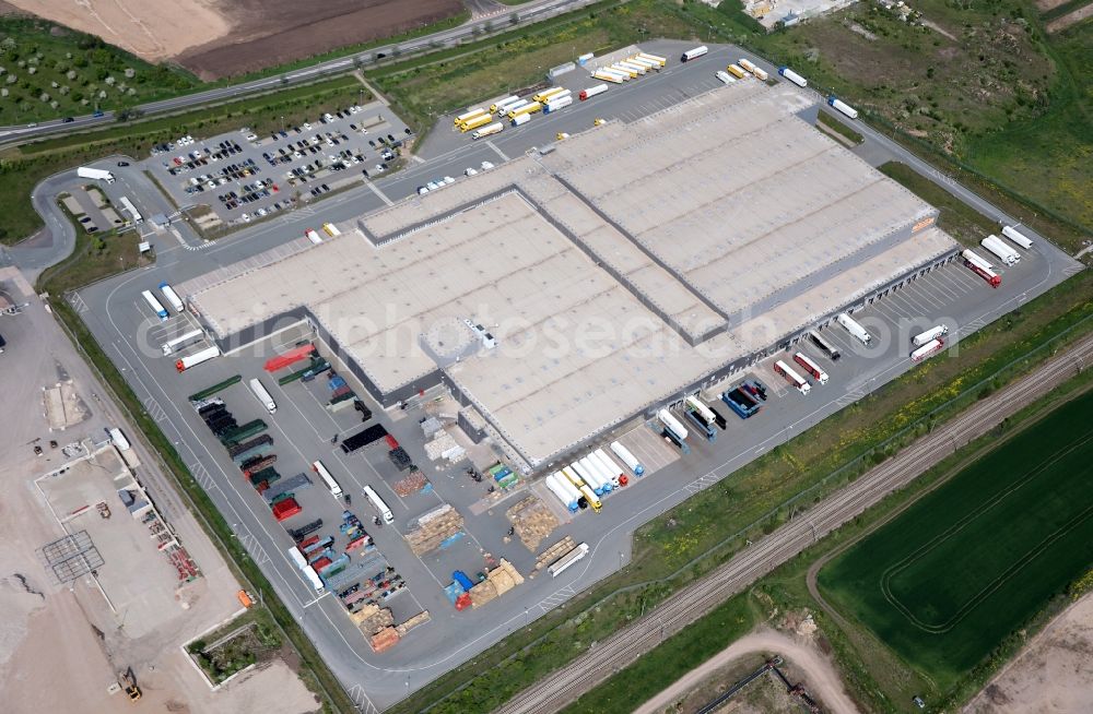 Erfurt from above - Warehouses of the logistics center Netto Niederlassung Erfurt in the district of Stotternheim in Erfurt in the state Thuringia, Germany