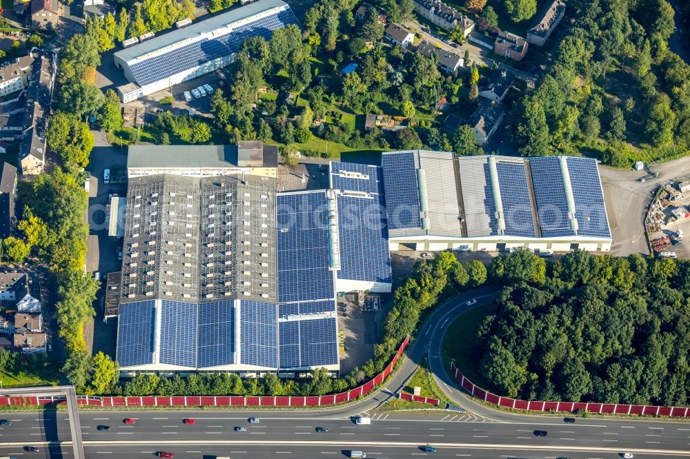 Aerial photograph Bochum - Warehouse complex-building on Berliner Strasse in the district Wattenscheid in Bochum in the state North Rhine-Westphalia, Germany