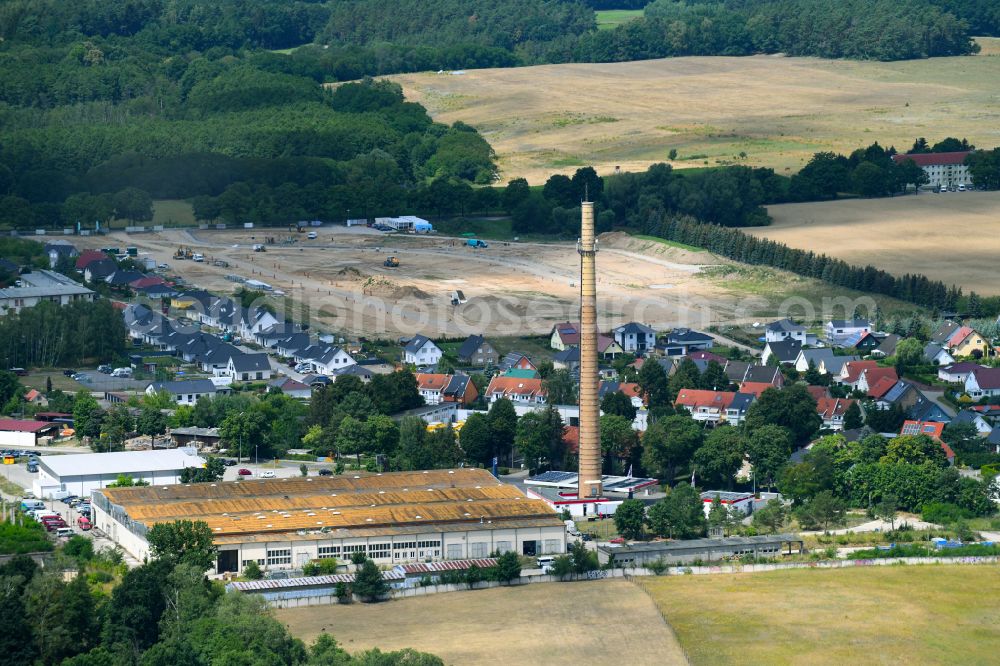 Biesenthal from the bird's eye view: Warehouse complex-building in the industrial area in Biesenthal in the state Brandenburg, Germany