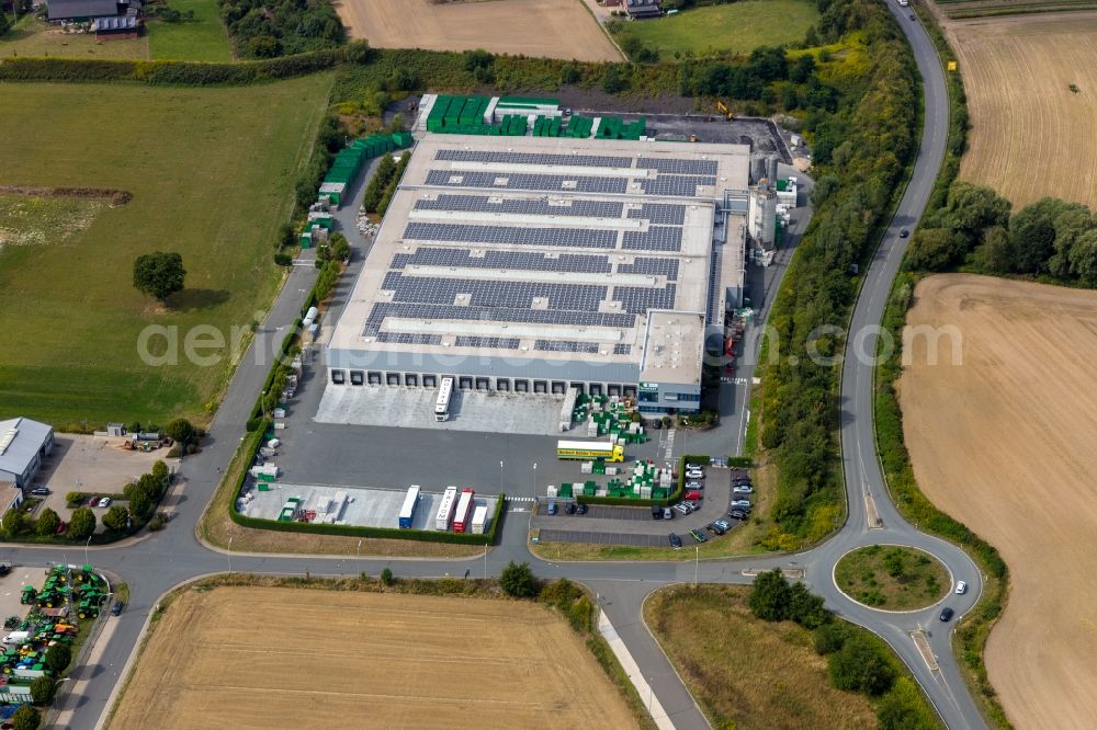 Aerial image Werne - Warehouse complex-building in the industrial area of Bohnen Logistik GmbH & Co. KG - A company of duisport Group in Werne in the state North Rhine-Westphalia, Germany