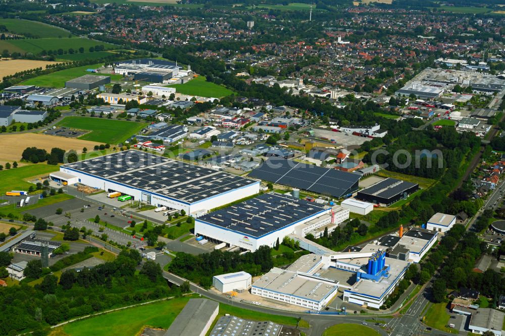 Coesfeld from above - Warehouse complex-building in the industrial area on street Rottkamp in the district Lette in Coesfeld in the state North Rhine-Westphalia, Germany