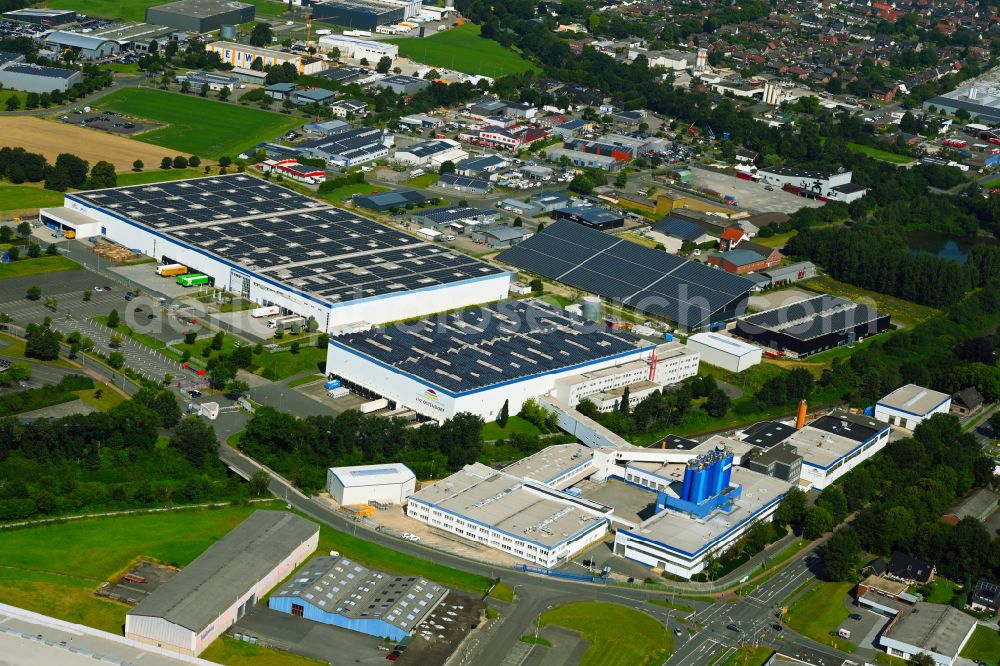 Coesfeld from the bird's eye view: Warehouse complex-building in the industrial area on street Rottkamp in the district Lette in Coesfeld in the state North Rhine-Westphalia, Germany