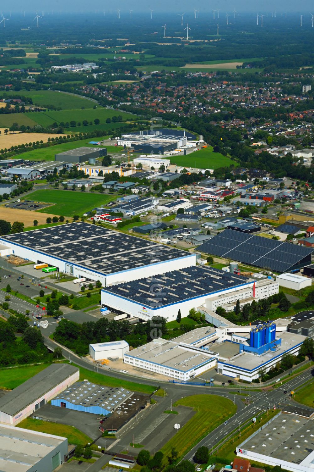 Aerial image Coesfeld - Warehouse complex-building in the industrial area on street Rottkamp in the district Lette in Coesfeld in the state North Rhine-Westphalia, Germany