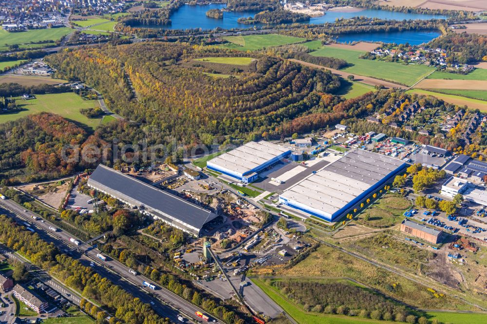 Aerial image Moers - Warehouse complex-building in the industrial area of Firma AUKLogis GmbH and Western Post (DE) GmbH in Moers in the state North Rhine-Westphalia, Germany