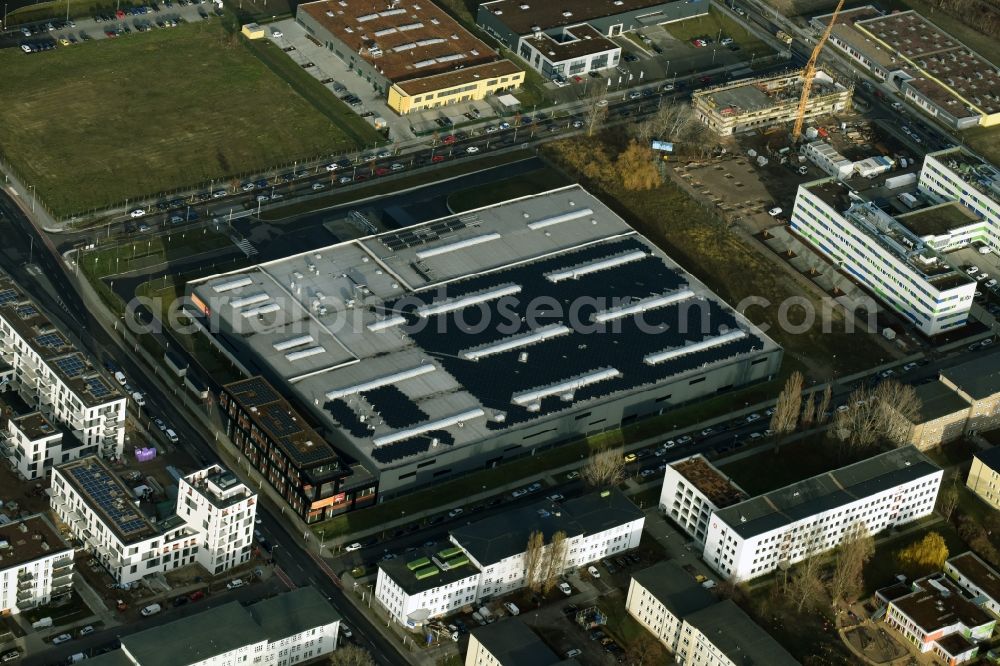 Berlin from above - Warehouse complex-building in the industrial area on Gross-Berliner Damm in Berlin in Germany