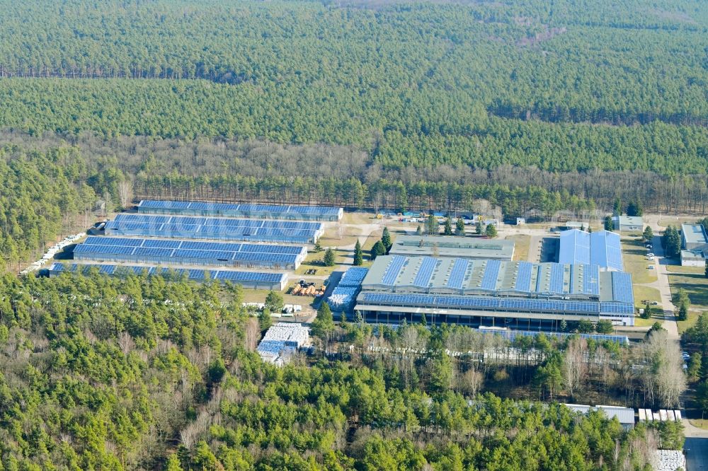 Aerial image Hangelsberg - Warehouse complex-building in the industrial area in Hangelsberg in the state Brandenburg, Germany