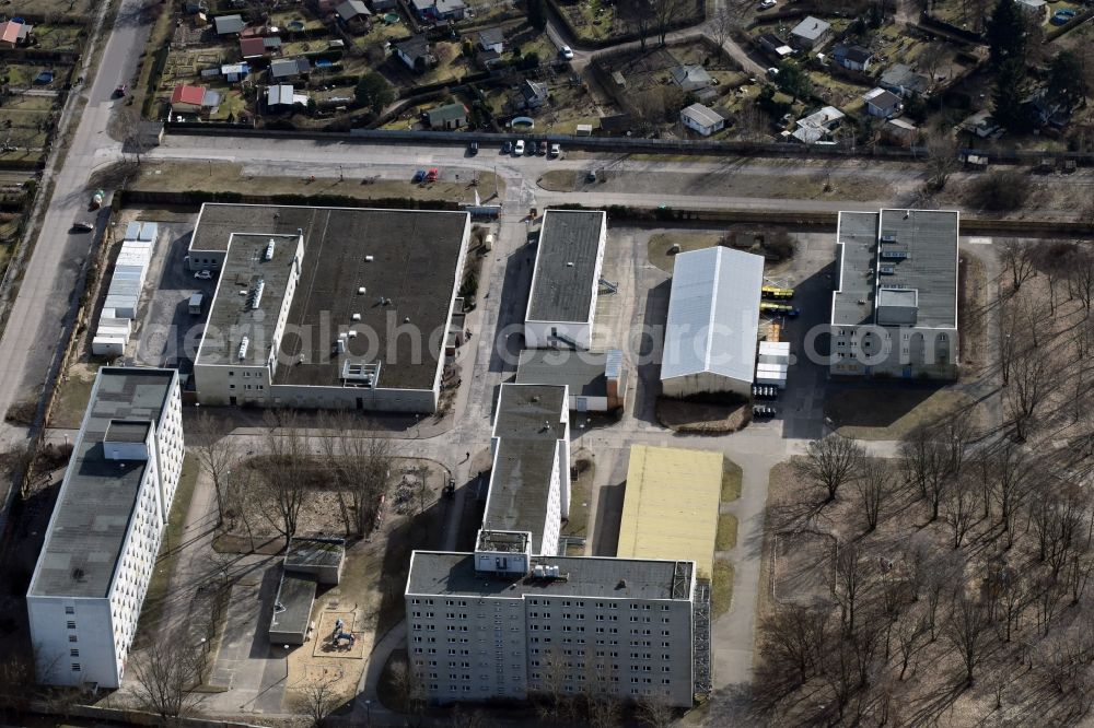 Berlin from above - Warehouse complex-building in the industrial area Koepenicker Allee - Strasse in the district Karlshorst in Berlin