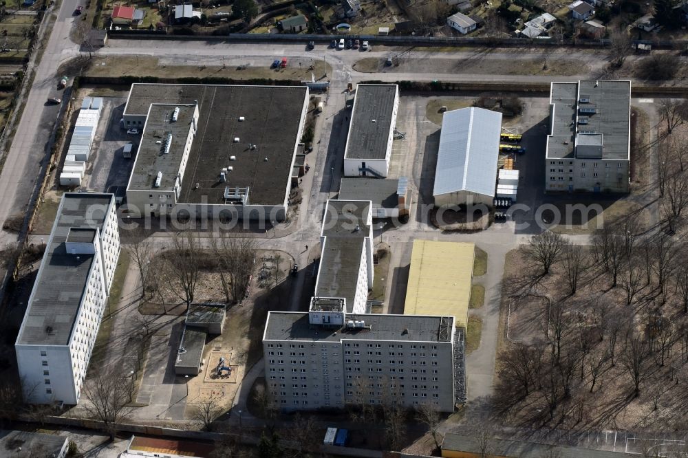 Berlin from the bird's eye view: Warehouse complex-building in the industrial area Koepenicker Allee - Strasse in the district Karlshorst in Berlin