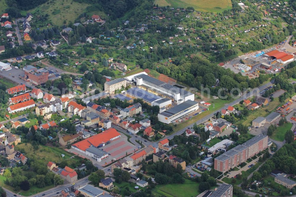 Aerial image Gera - Warehouse complex-building in the industrial area Langenberger Strasse in Gera in the state Thuringia