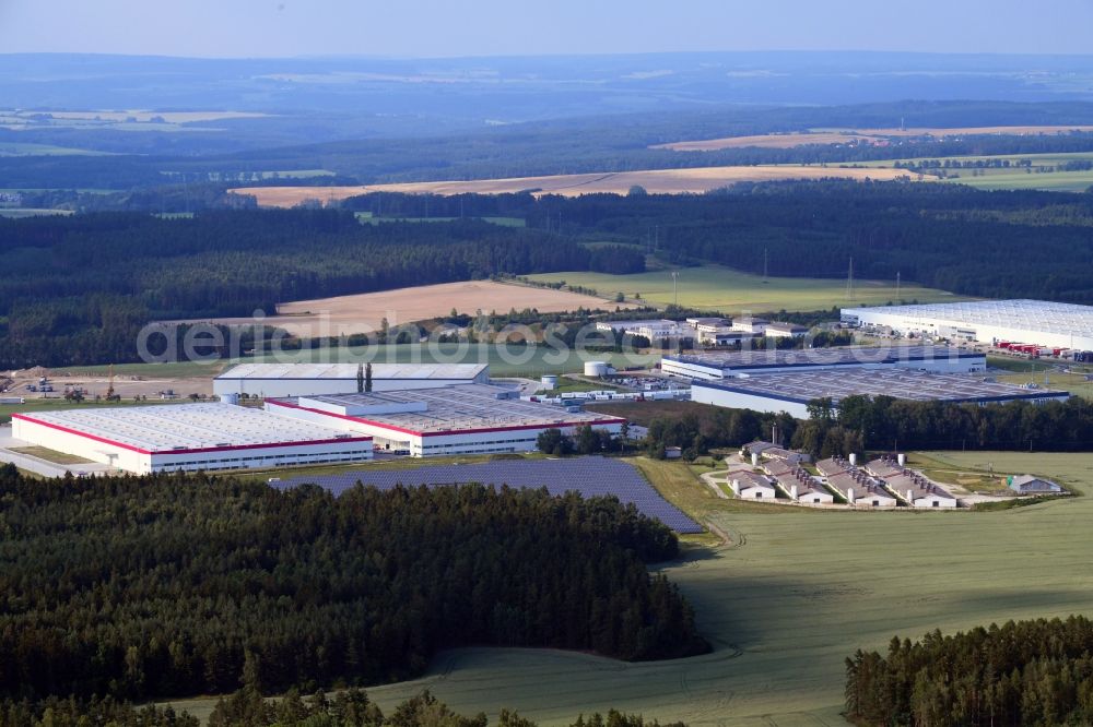 Kostelec from the bird's eye view: Warehouse complex-building in the industrial area Ostrov u Stribra in Kostelec in Plzensky kraj - Pilsner Region - Boehmen, Czech Republic