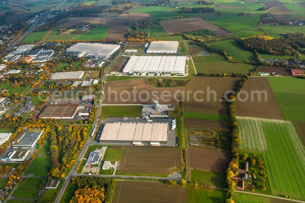 Aerial photograph Hamm - Warehouse complex-building in the industrial area Rhynern-South in Hamm in the state of North Rhine-Westphalia