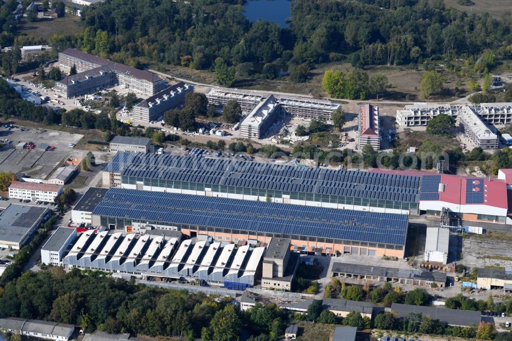 Aerial image Bernau - Warehouse complex-building in the industrial area on Schoenfelder Weg in Bernau in the state Brandenburg, Germany